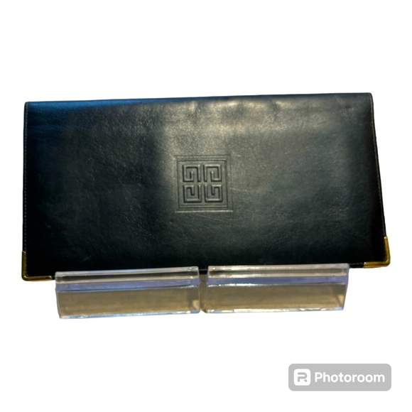 Givenchy Authentic Vin. Blk Leather Bi-fold Wallet & RARE playing card - Picture 4 of 7